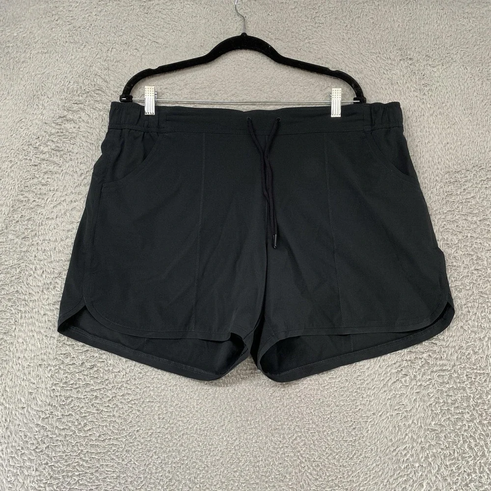 Lands End Swim Shorts Womens 16W Black Plus Lined Drawstring Quick Dry Beach
